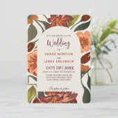 Moderne rustieke boho Floral Fall bruiloft Custom Kaart (Staand voorkant)