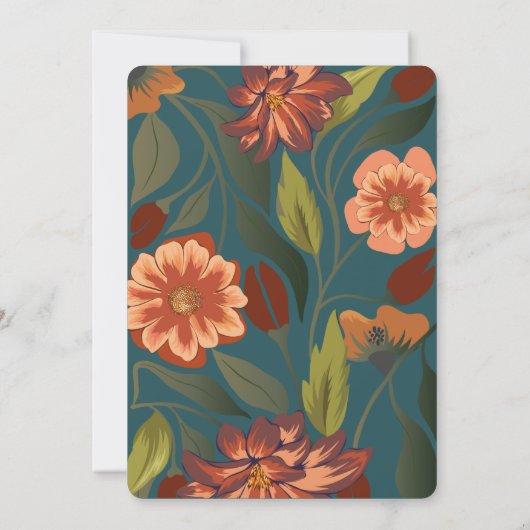 Moderne rustieke boho Floral Fall bruiloft Custom Kaart (Achterkant)