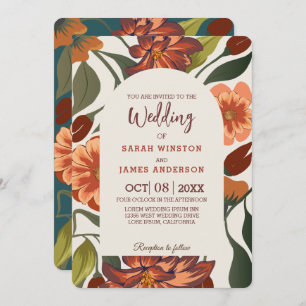 Moderne rustieke boho Floral Fall bruiloft Custom Kaart