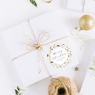 Moderne rustieke Boho kerst  Botanisch Ronde Sticker