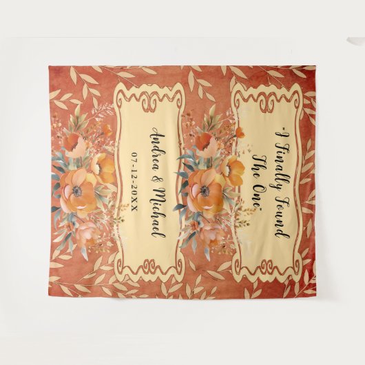 Moderne Rustieke Boho Neutrale Aardse Huwelijksach Wandkleed (Voorkant (horizontaal))