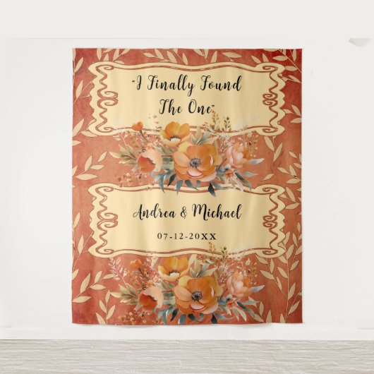 Moderne Rustieke Boho Neutrale Aardse Huwelijksach Wandkleed (Voorkant)