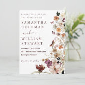 Moderne Rustieke Boho Wilde Bloem Thema Trouwen Kaart (Staand voorkant)