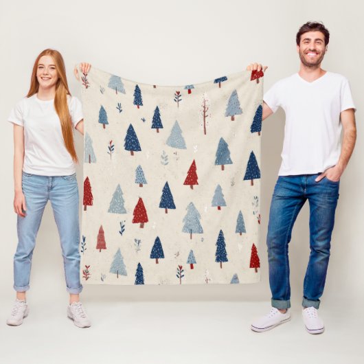 Moderne Rustieke Bos Boom Patroon Fleece Deken (In situ)