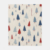 Moderne Rustieke Bos Boom Patroon Fleece Deken (Voorkant)