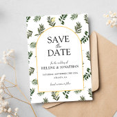 Moderne rustieke botanische elegante bruiloft save the date