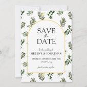 Moderne rustieke botanische elegante bruiloft save the date (Voorkant)