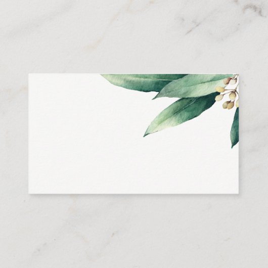 Moderne rustieke botanische groen escort kaarten plaatskaartje (Achterkant)
