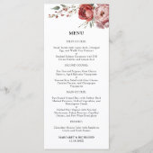 Moderne Rustieke Bourgogne Blush Bloemen Trouwmenu Menu (Voorkant)