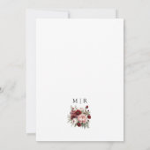 Moderne Rustieke Bourgondië & Blush Bloemen Huweli Kaart (Achterkant)