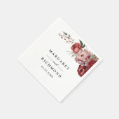 Moderne Rustieke Bourgondische Blush Bloemen Trouw Servet (Hoek)