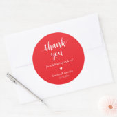 Moderne rustieke bruiloft diner dank u geschenken ronde sticker (Envelop)
