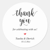 Moderne rustieke bruiloft diner dank u geschenken ronde sticker (Voorkant)