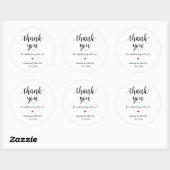 Moderne rustieke bruiloft diner dank u geschenken ronde sticker (Vel)