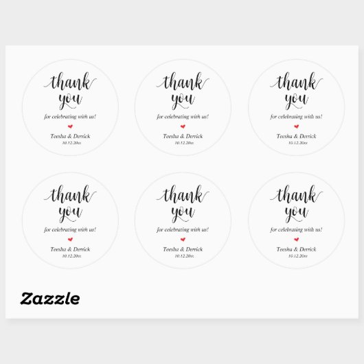 Moderne rustieke bruiloft diner dank u geschenken ronde sticker (Vel)