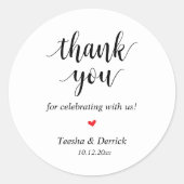 Moderne rustieke bruiloft diner dank u geschenken ronde sticker (Voorkant)
