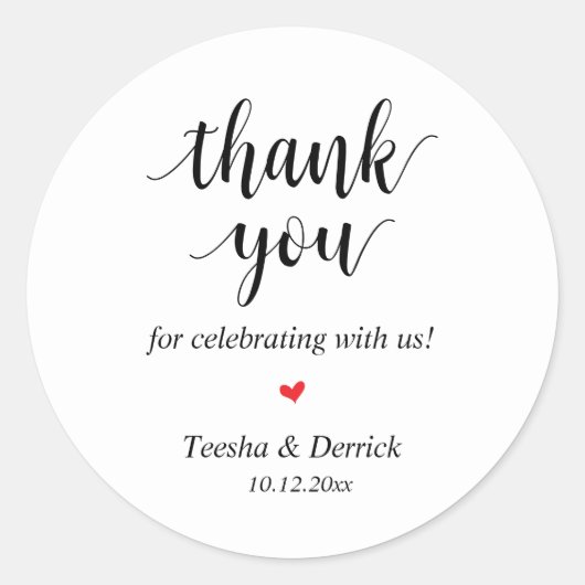 Moderne rustieke bruiloft diner dank u geschenken ronde sticker (Voorkant)