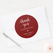 Moderne rustieke bruiloft diner dank u geschenken ronde sticker (Envelop)