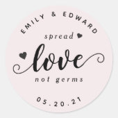 Moderne rustieke bruiloft gunst Hand Sanitizer Ronde Sticker (Voorkant)