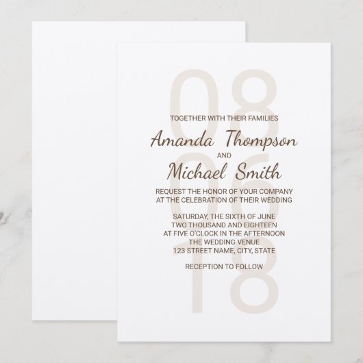 Moderne rustieke bruiloft kaart (Voorkant / Achterkant)