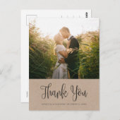 Moderne rustieke bruiloft. Kraft kalligrafie bedan Briefkaart (Voorkant / Achterkant)