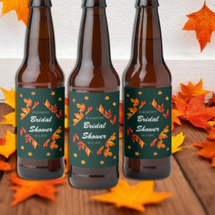 Moderne Rustieke Bruilofts Bruiloft met Herfstblad Bier Etiket