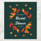 Moderne Rustieke Bruiloftsshower met Herfstbladere Wijn Etiket (Enkel label)