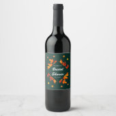 Moderne Rustieke Bruiloftsshower met Herfstbladere Wijn Etiket (Voorkant)