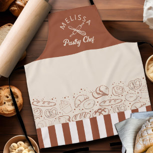 Moderne Rustieke Bruin Beige Pastry Chef Bakkerij Schort