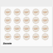 Moderne Rustieke Buffalo Check Herfst Behandelings Ronde Sticker (Vel)