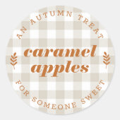 Moderne Rustieke Buffalo Check Herfst Behandelings Ronde Sticker (Voorkant)