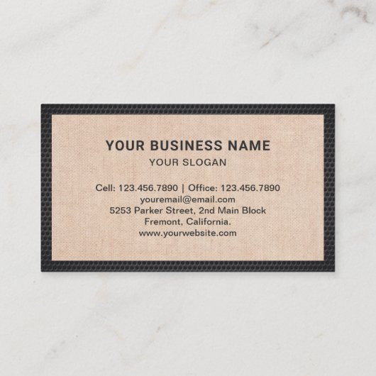Moderne rustieke Burlap Handyman Auto Reparatie Me Visitekaartje (Achterkant)