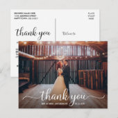 Moderne Rustieke Calligrafie Script Dank Je Trouwk Briefkaart (Voorkant / Achterkant)