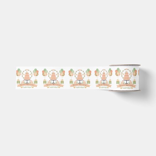 Moderne rustieke chique verjaardag grosgrain lint (Voorkant)