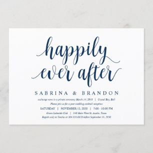 Moderne Rustieke Cute Navyblauw, Trouw Elopement Kaart