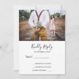 Moderne rustieke elegante foto RSVP bruiloft Kaart