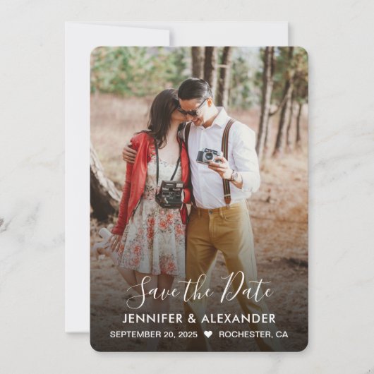 Moderne rustieke elegante foto Save The Date (Voorkant)
