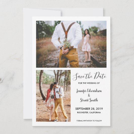 Moderne rustieke elegante foto Save the Date Kaart (Voorkant)
