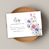 Moderne rustieke elegante wilde bloem bloemenbruil RSVP kaartje