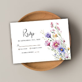 Moderne rustieke elegante wilde bloem bloemenbruil RSVP kaartje