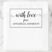 Moderne Rustieke Elegante Zwarte Script Met Liefde Rechthoekige Sticker (Tas)