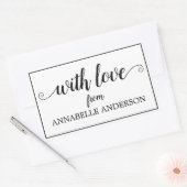 Moderne Rustieke Elegante Zwarte Script Met Liefde Rechthoekige Sticker (Envelop)