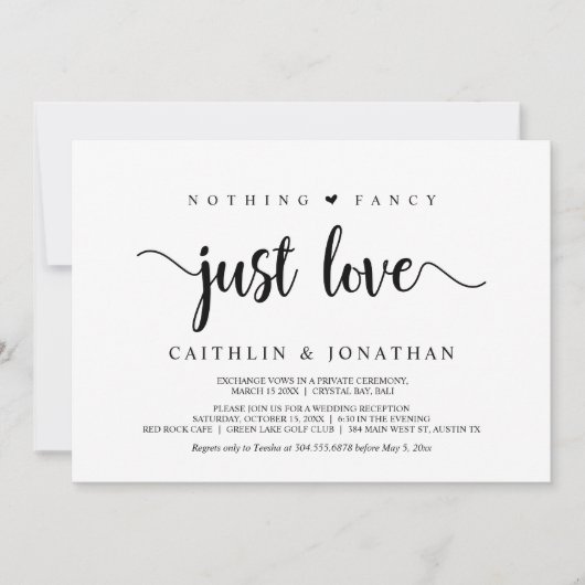 Moderne Rustieke Elopement, Niets Gekunstelds Alle Kaart (Voorkant)