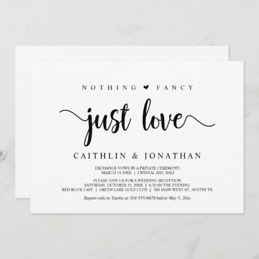 Moderne Rustieke Elopement, Niets Gekunstelds Alle Kaart (Voorkant / Achterkant)