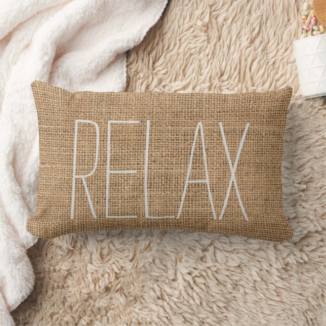 Moderne rustieke familie burlap Relax script Kussen (Deken)