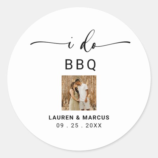 Moderne Rustieke Foto Ik Doe BBQ Ronde Sticker (Voorkant)