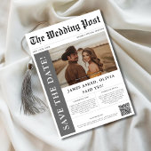 Moderne rustieke foto trouwkrant QR-code Save The Date