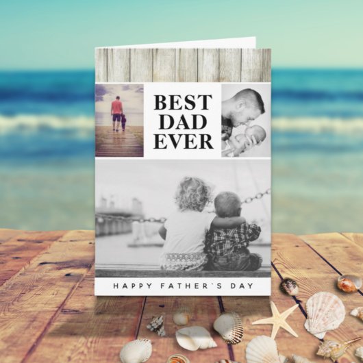 Moderne Rustieke Fotocollage Beste Papa Vaderdag Kaart