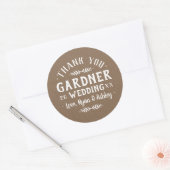 Moderne rustieke gepersonaliseerde bruiloft gunst  ronde sticker (Envelop)