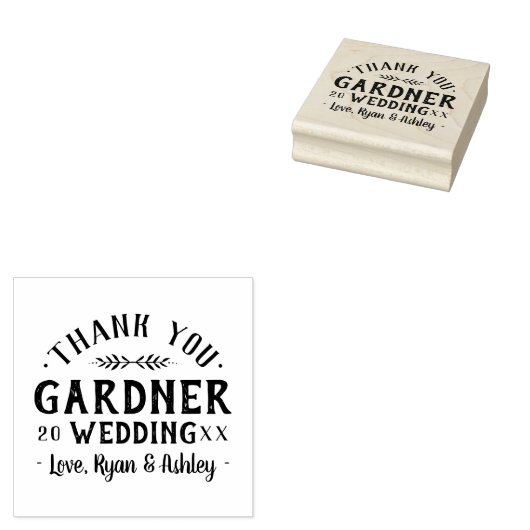 Moderne rustieke gepersonaliseerde bruiloft gunst  rubberstempel (Gestempeld)